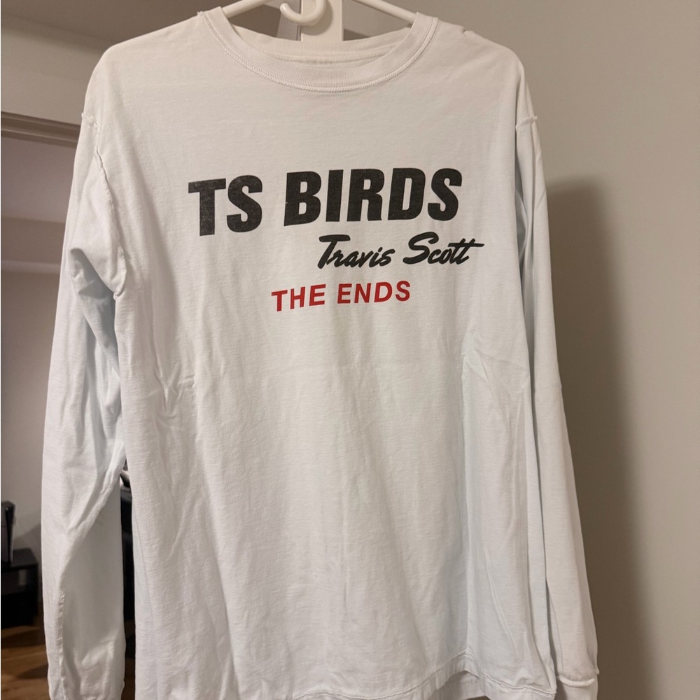 Travis Scott White Long Sleeve Tee with Red and Black Print